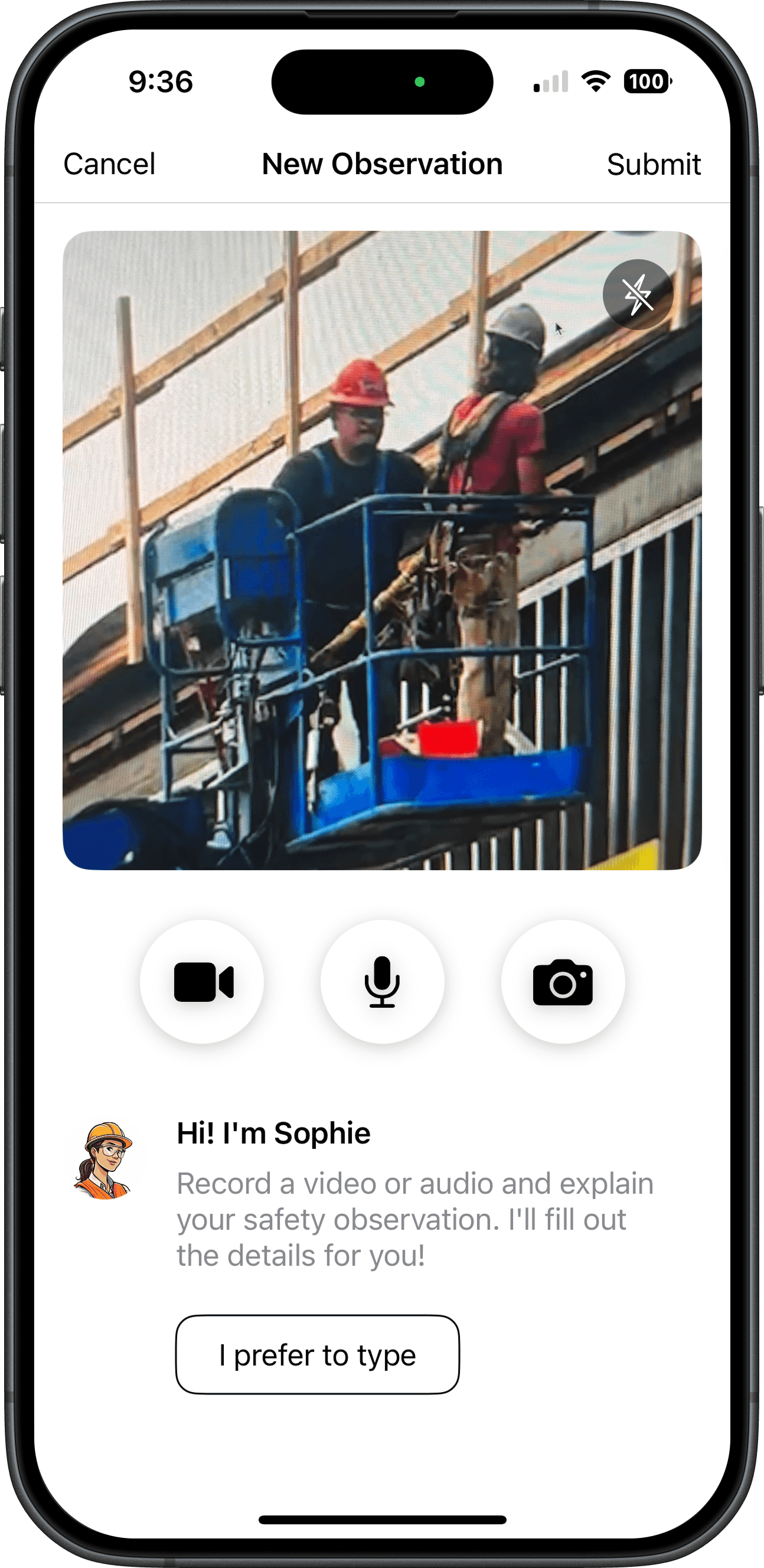 Sophie Mobile App - Safety Observations
