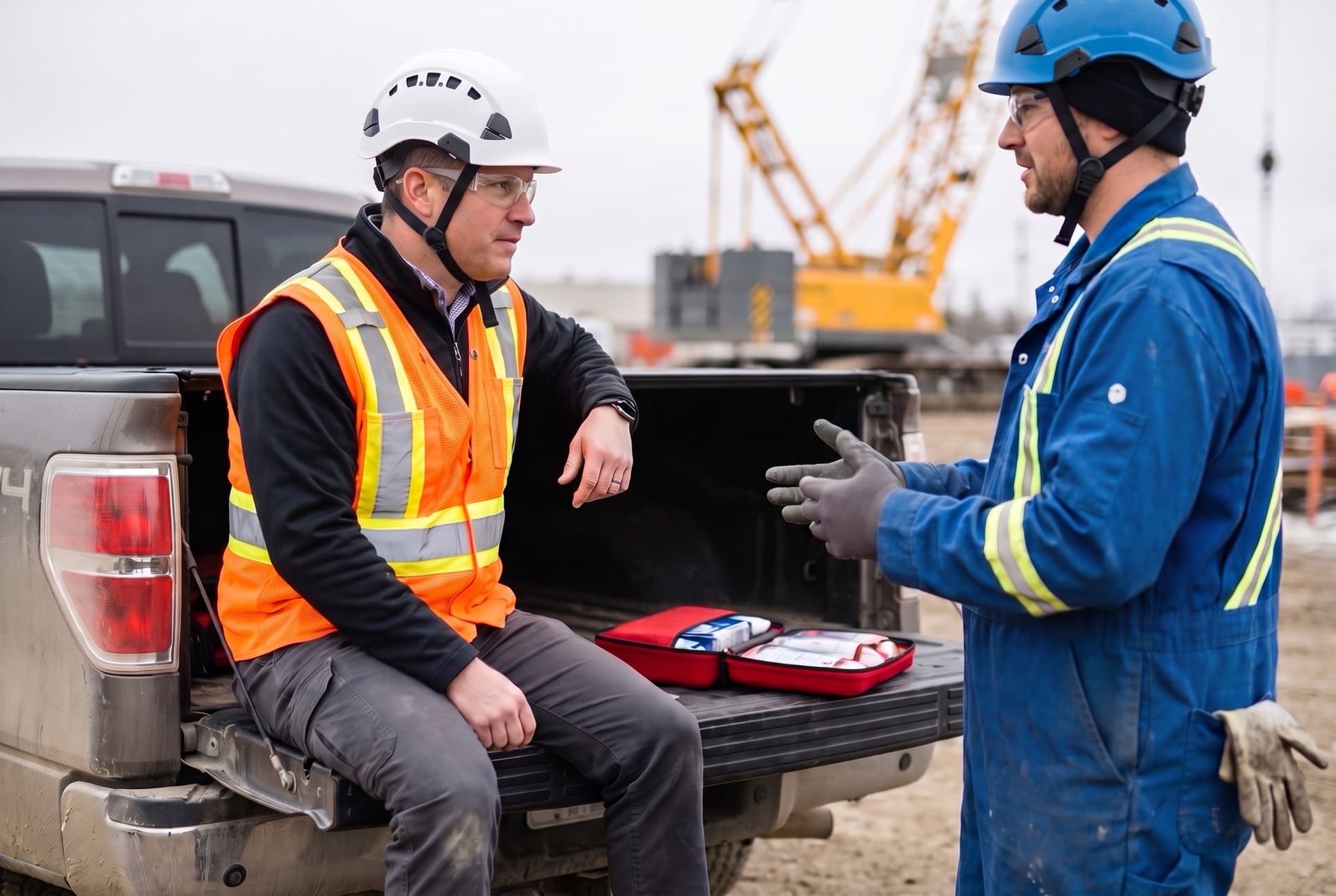 A safety manager listening to a worker describe what happened at a tailgate